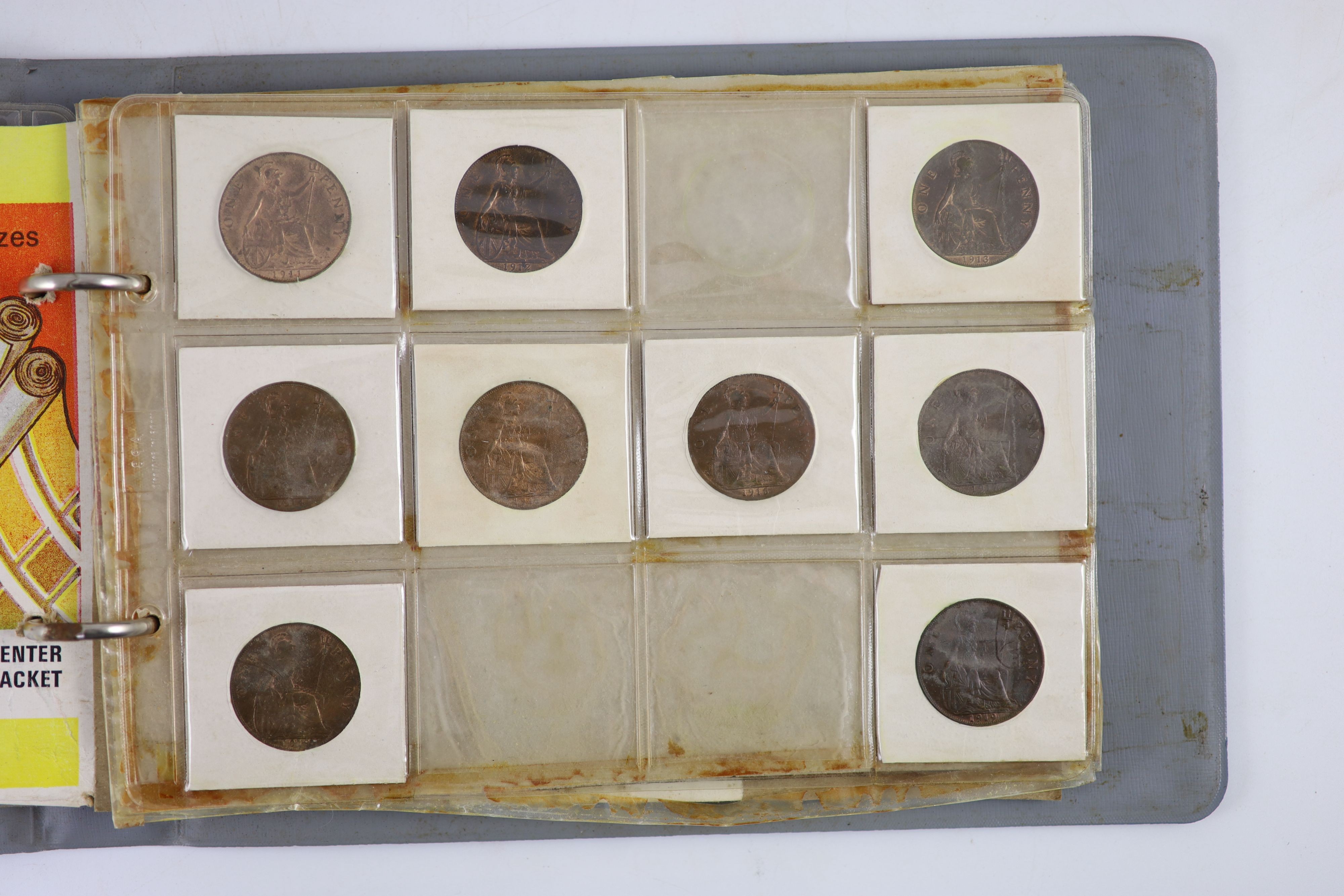 Queen Victoria to Queen Elizabeth II one penny coins, a long run from 1901-1967, the majority good EF to aUNC, including scarce 1904, 1922 and 1926 one pennies, aUNC